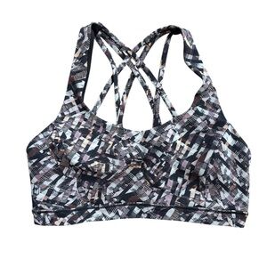 Lululemon Free To Be Serene Bra Light Support C/D Cup Size 8 Kaleidoscopic Black
